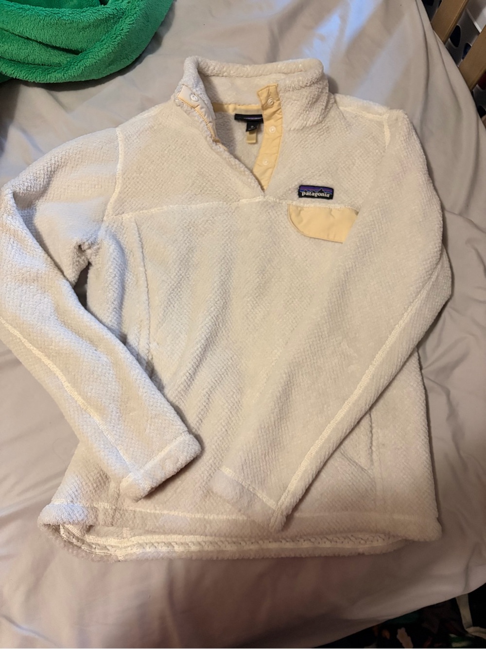 Patagonia Cream Snap-Placket Fleece synchilla Pullover
